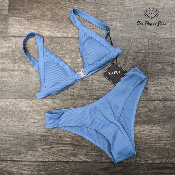 ZAFUL Textured Triangle Adjustable Strap Bikini - Picture 3 of 3